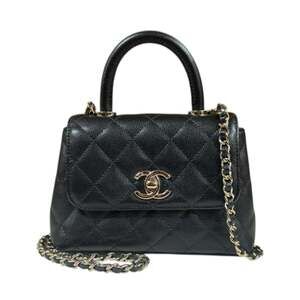 Chanel Extra Mini Coco Handle Shoulder Bag, Caviar Skin AP4244, Black, Women'...